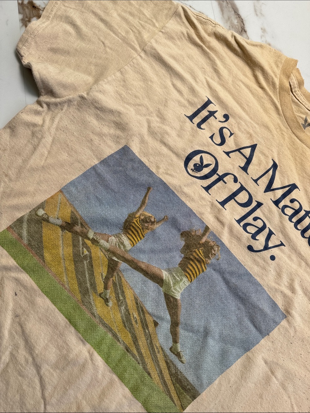 Vintage Playboy Graphic T-Shirt Sz XL It’s a matter of play Cheer Y2K distressed
